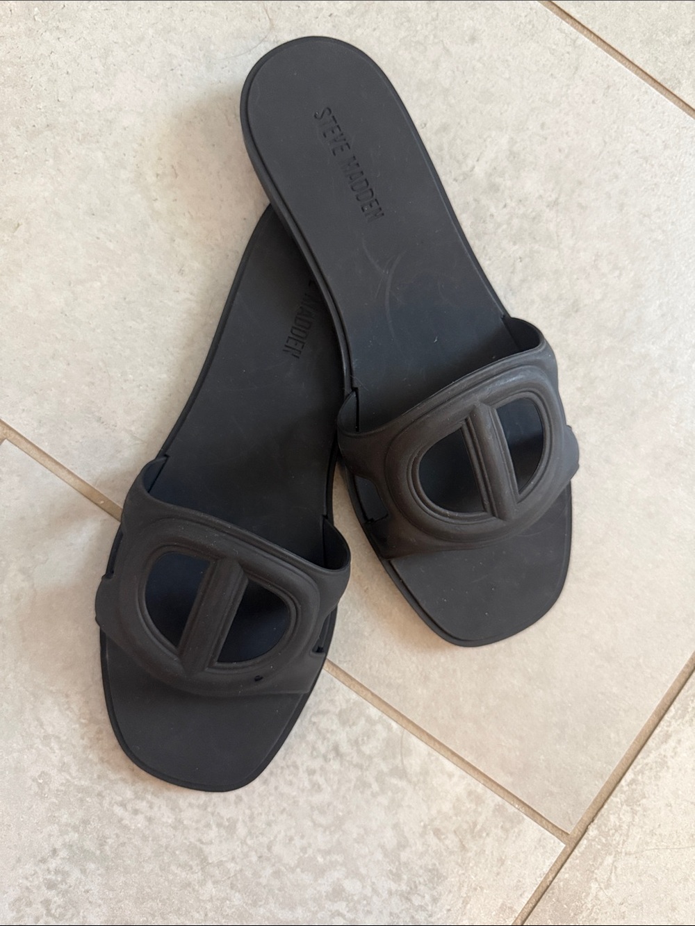 NIB Steve Madden Jell  Slide Sandal- Black $49- size 9